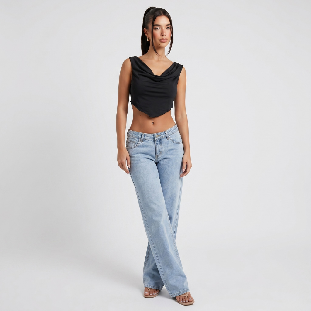 Coutivo - Jean Femme Coton Denim Confort Coupe Droite Taille Moyenne