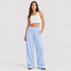 Coutivo - Pantalon Femme Rayé Coupe Large Taille Élastique Confort Fluide Style Décontracté