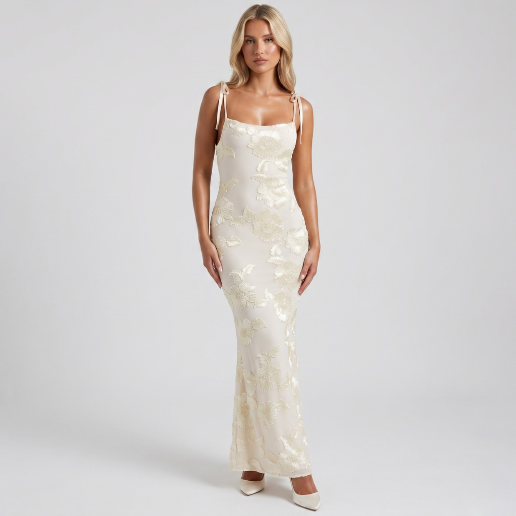 Coutivo - Robe Longue Mousseline Femme Silhouette Élégante Intemporelle