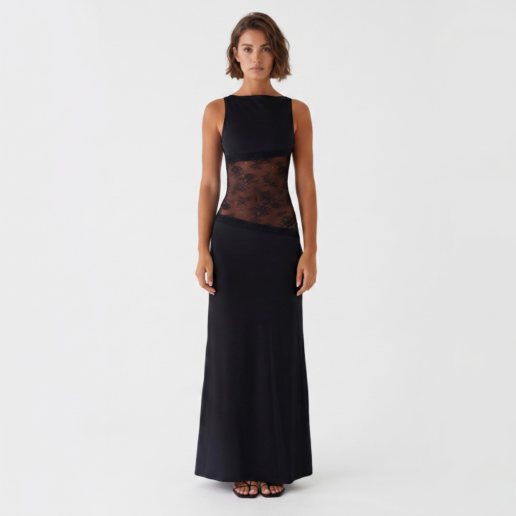 Coutivo - Robe Longue Coupe Ajustée Style Classique Élégant Femme