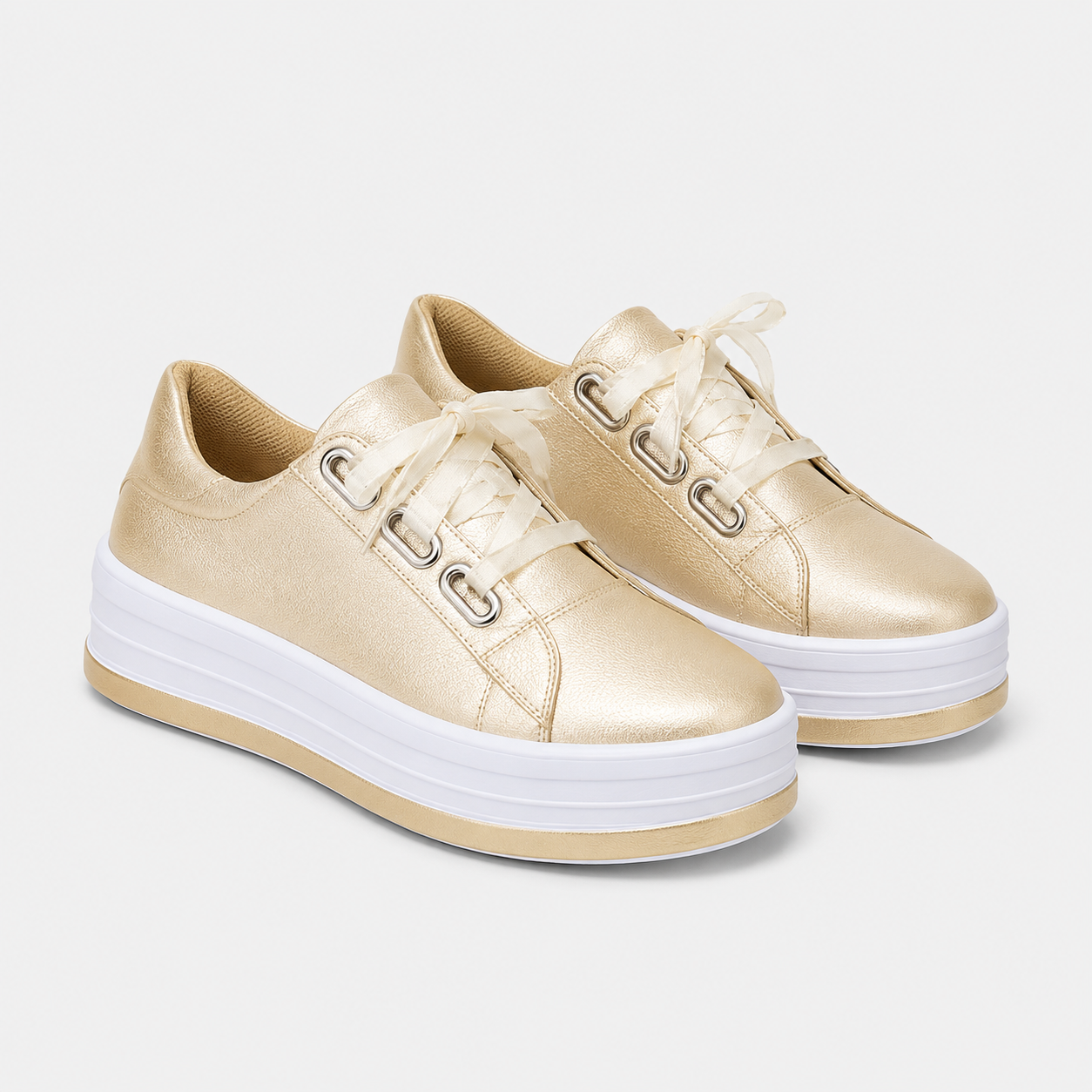 Coutivo - Sneakers Femme Plateforme Lacets Confort Quotidien Style Minimaliste Élégant