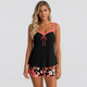 Coutivo - Maillot de Bain Femme Deux Pièces Débardeur Côtelé Short Fleuri Confort Élégant
