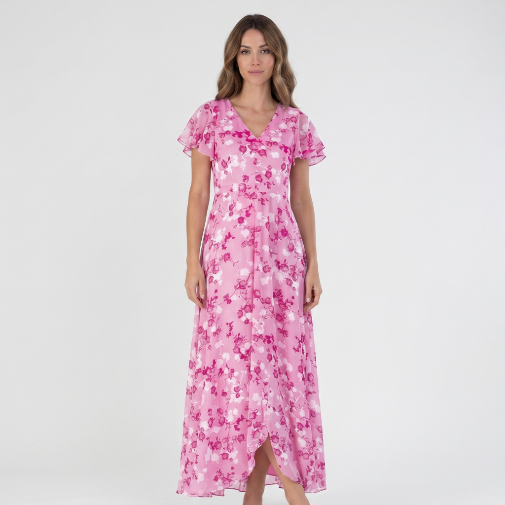 Coutivo - Robe Été Femme Confort Polyester Col V Maxi Fleurie