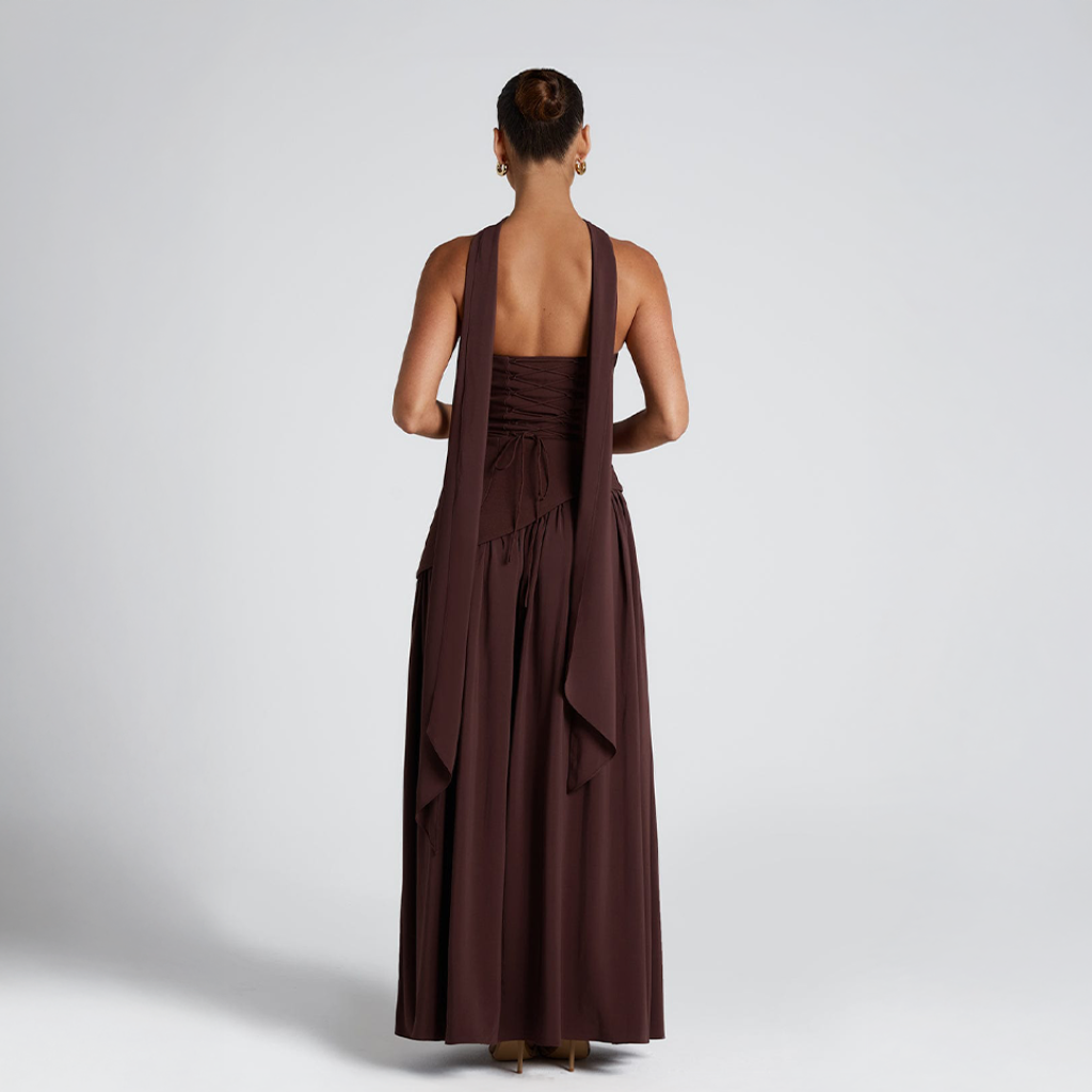 Coutivo - Robe Longue Bustier Élégance Classique Coupe Asymétrique