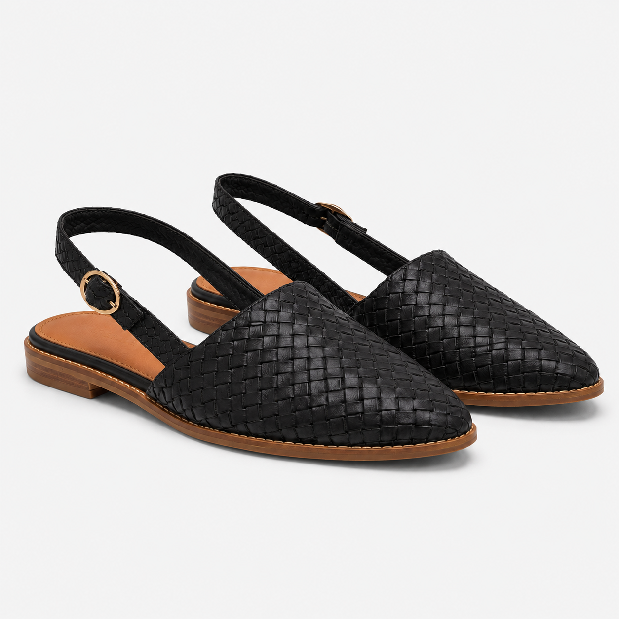 Coutivo - Ballerines Femme Bride Arrière Tressées Bout Pointu Élégance Confort Quotidien