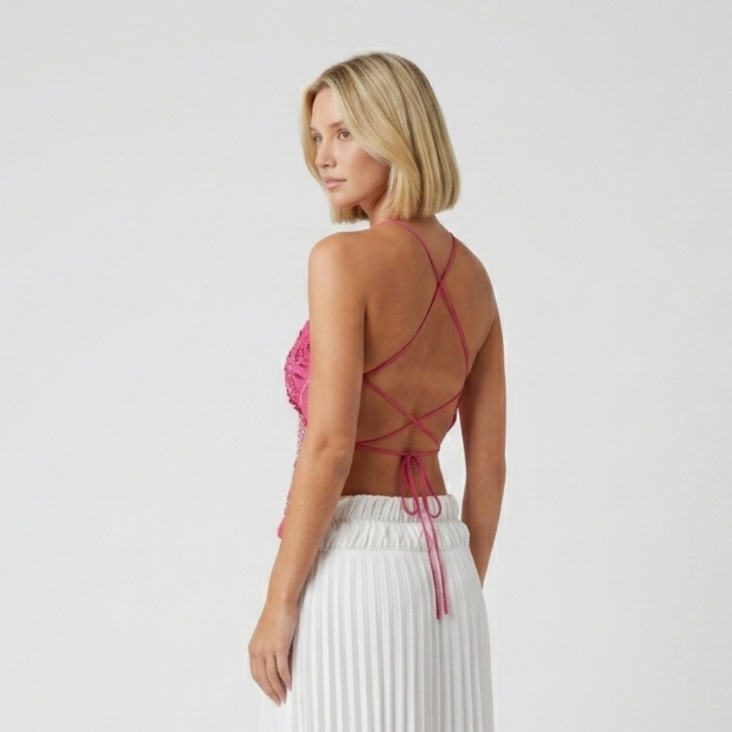 Coutivo - Top Femme Perles Bretelles Fines Élégant Été