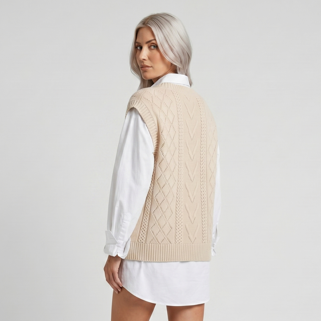 Coutivo - Gilet Femme Maille Texturée Sans Manches Coupe Oversize