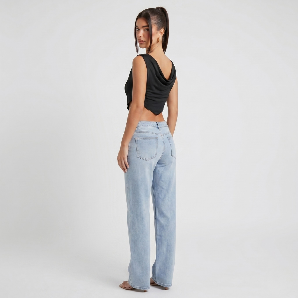 Coutivo - Jean Femme Coton Denim Confort Coupe Droite Taille Moyenne