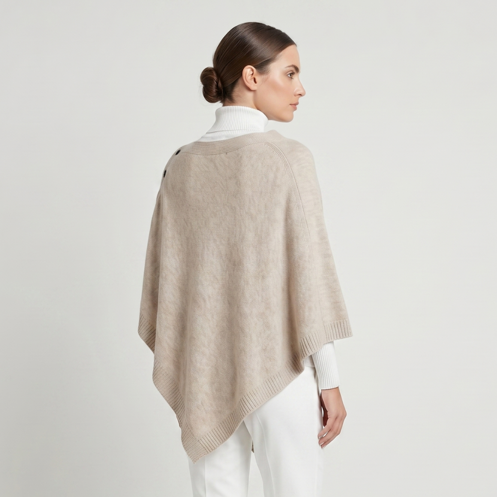 Coutivo - Poncho Femme Maille Polyester Élégant Confort Boutonné