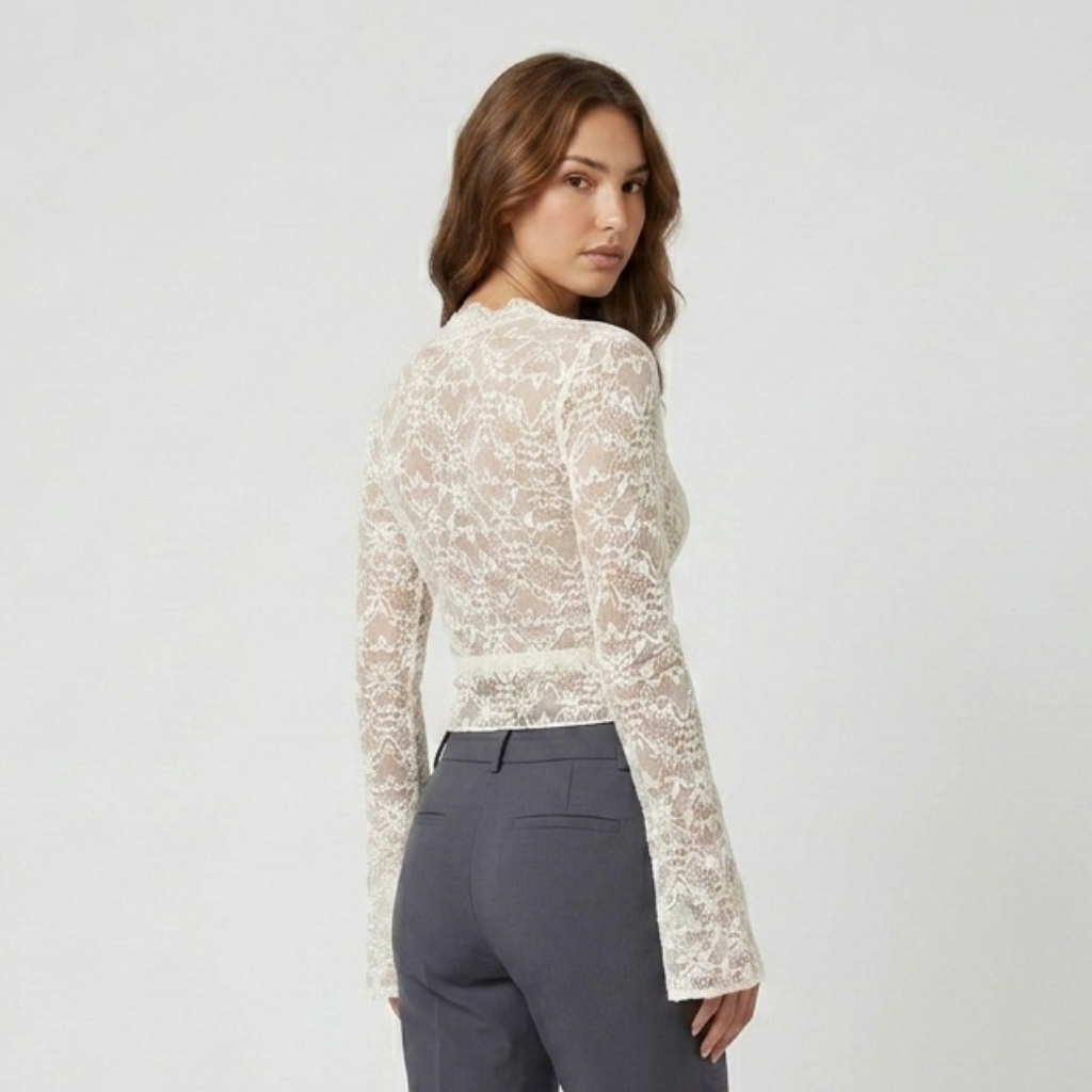Coutivo - Top Femme Dentelle Col V Élégante Tenue Soirée