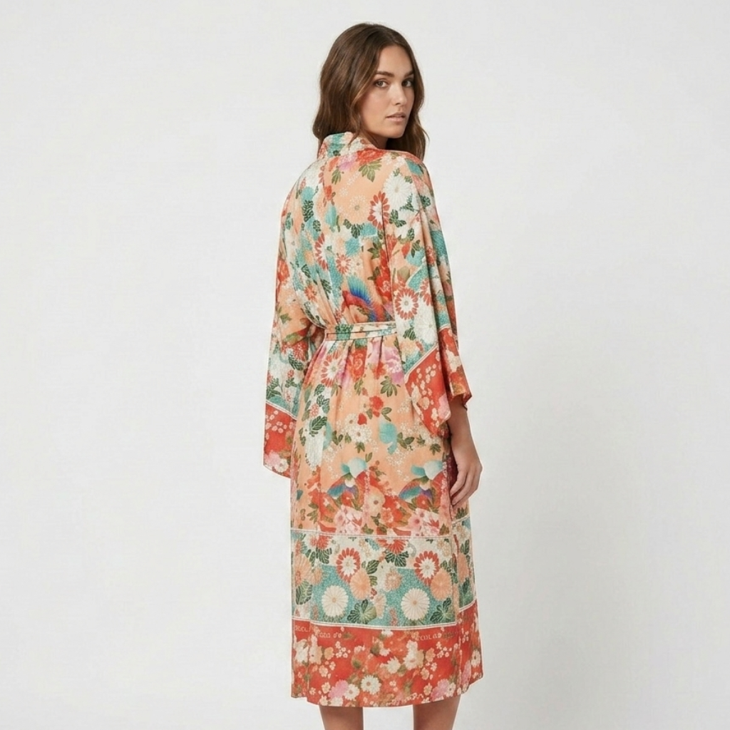 Coutivo - Kimono Femme Imprimé Floral Polyester Style Bohème Été