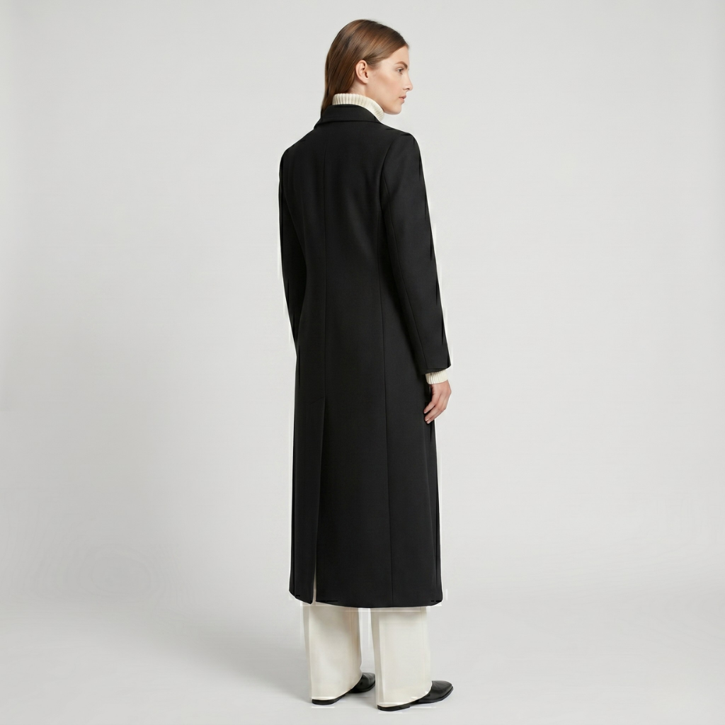 Coutivo - Manteau Long Femme Double Boutonnage Polyester Style Classique