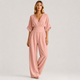 Coutivo - Combinaison Femme Fluide Col Croisé Taille Marquée Élégance Moderne Confort Léger