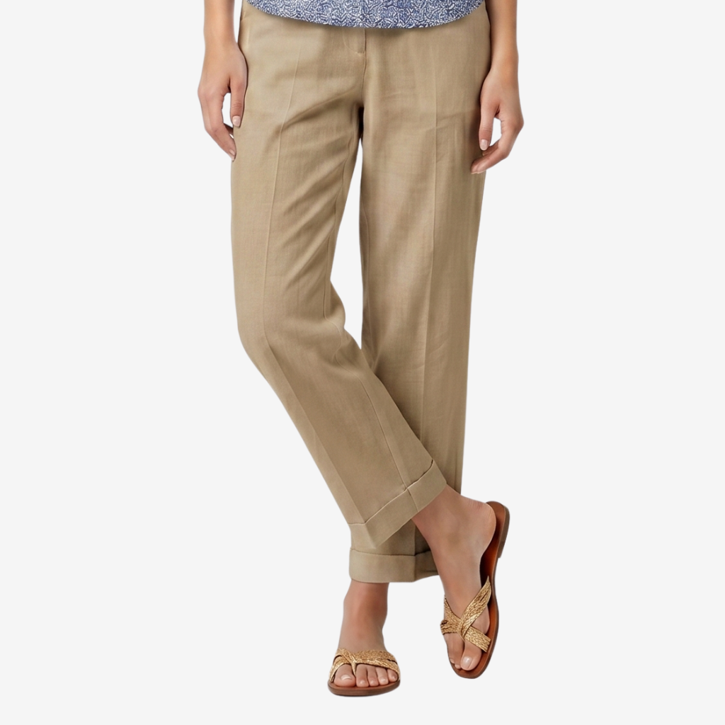 Coutivo - Pantalon Femme Lin Mélangé Léger Respirant Coupe Classique