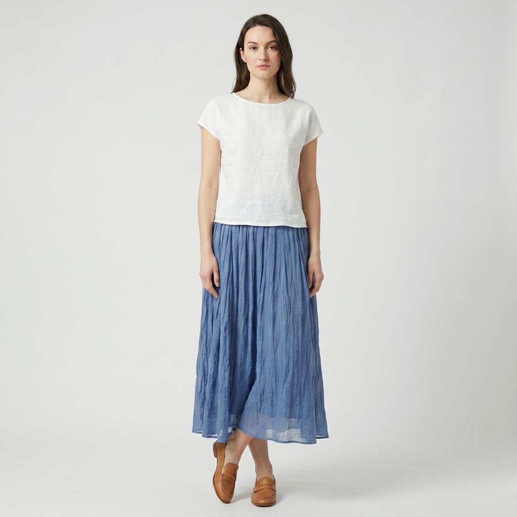 Coutivo - Jupe Maxi Femme Coton Lin Respirant Coupe Fluide Style Classique