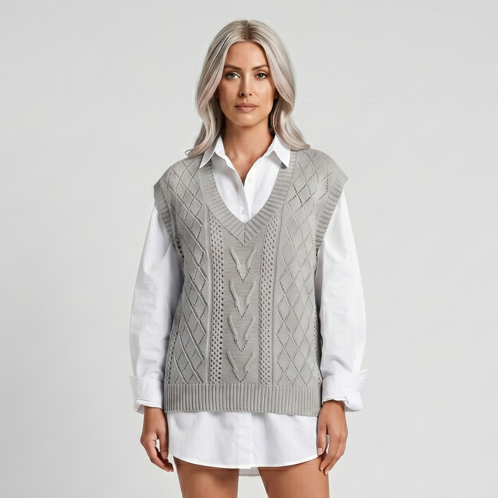 Coutivo - Gilet Femme Maille Texturée Sans Manches Coupe Oversize