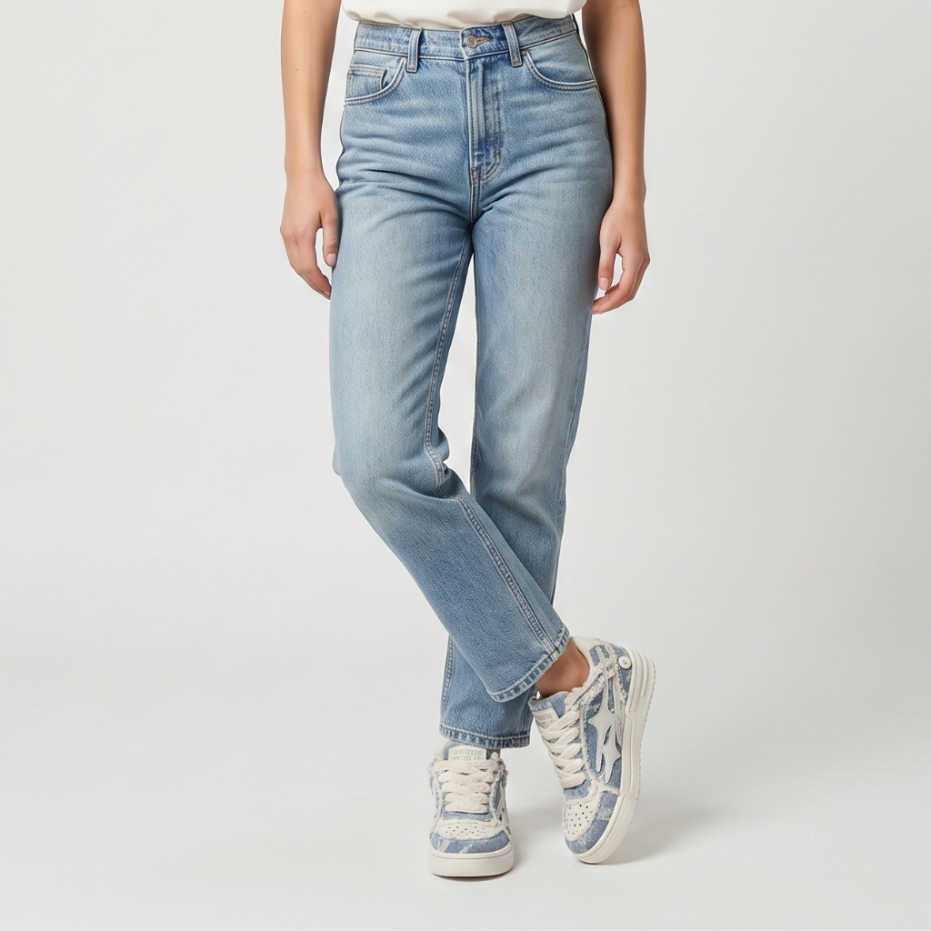 Coutivo - Sneakers Femme Confort Denim Style Retro Usage Quotidien