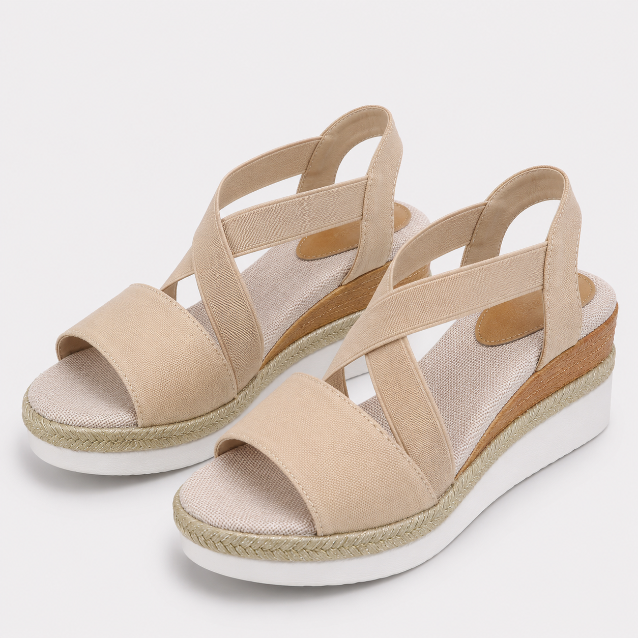 Coutivo - Sandales Femme Compensées Brides Élastiques Confort Léger Style Moderne Élégant