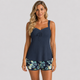 Coutivo - Maillot de Bain Femme Deux Pièces Débardeur Côtelé Short Fleuri Confort Élégant