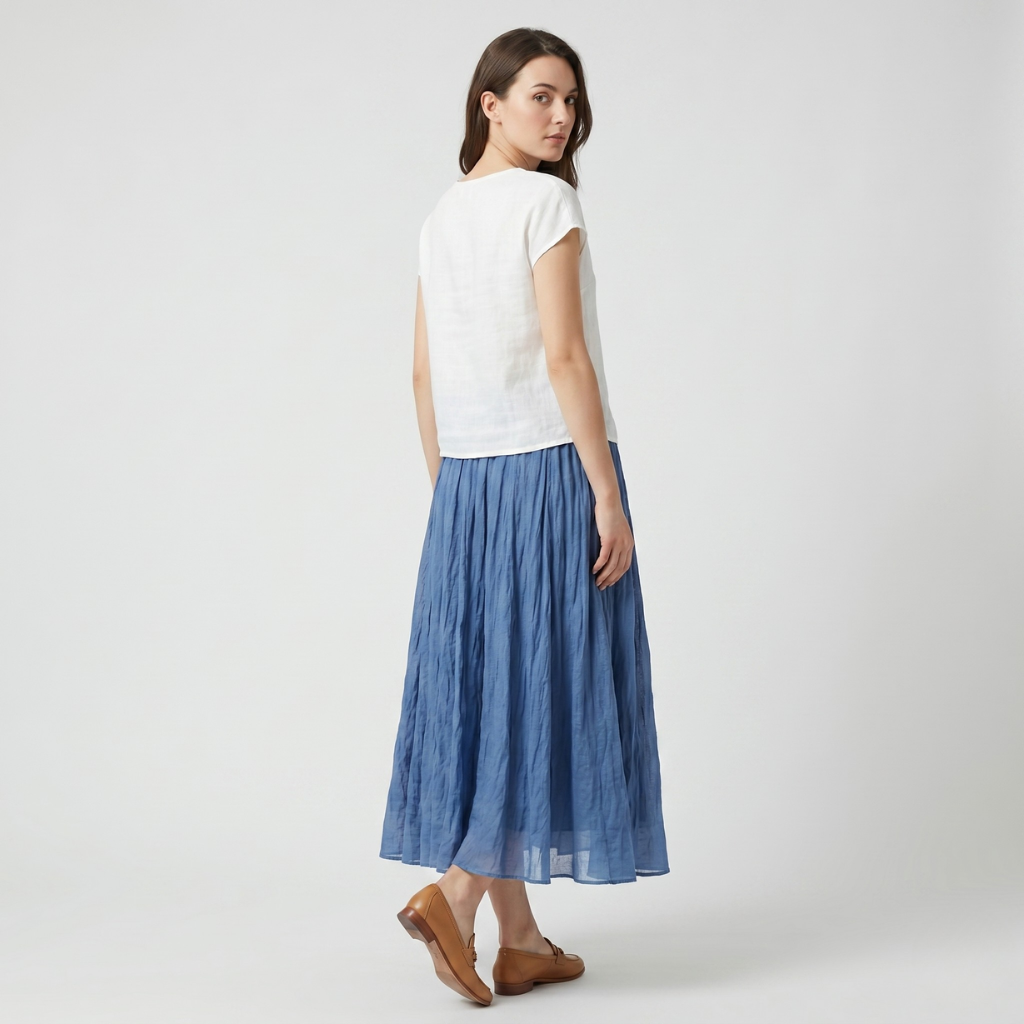 Coutivo - Jupe Maxi Femme Coton Lin Respirant Coupe Fluide Style Classique