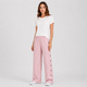 Coutivo - Pantalon Femme Rayé Boutons Latéraux Coupe Décontractée Confort Léger Style Moderne
