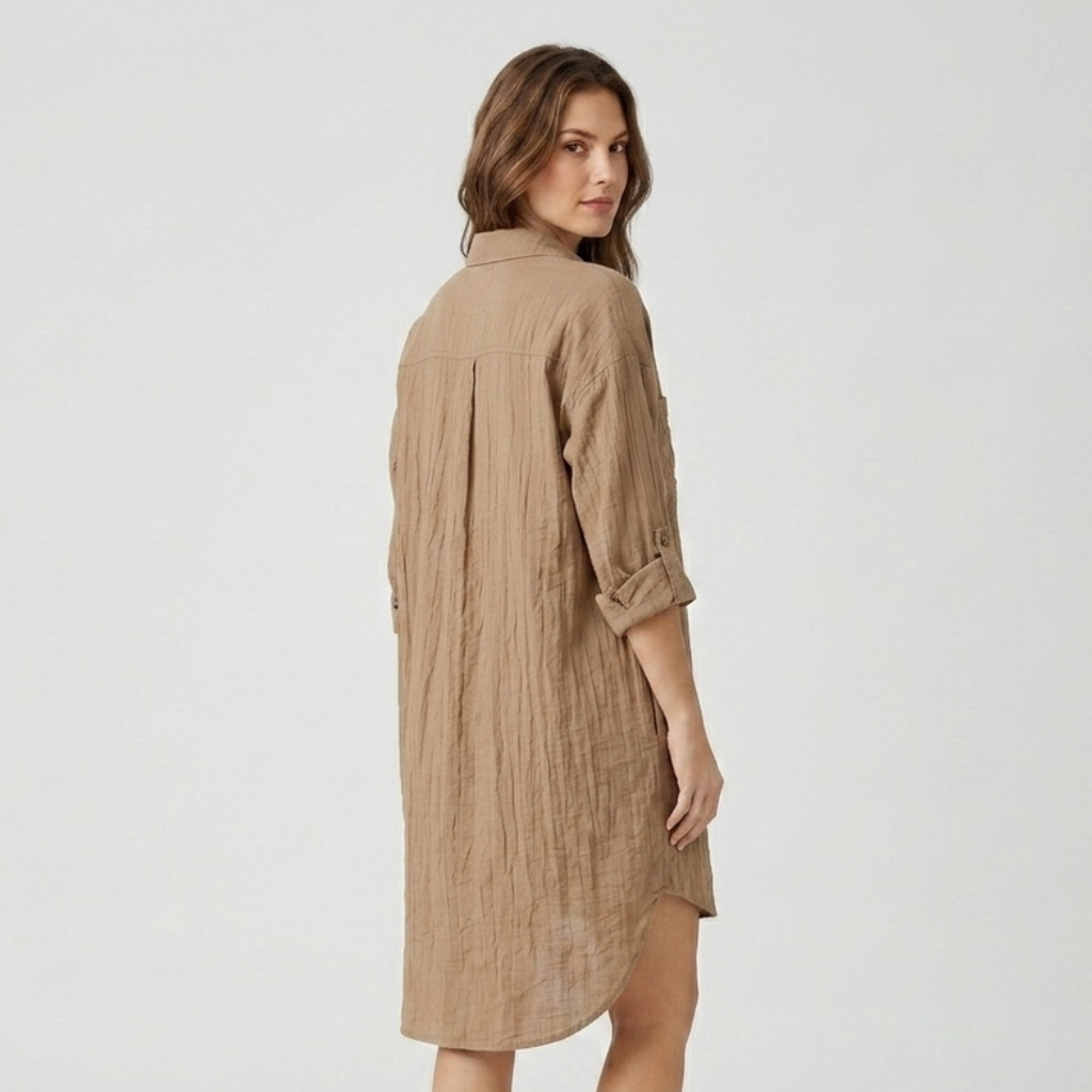 Coutivo - Blouse Longue Femme Lin Coupe Oversize Élégante Manches Longues