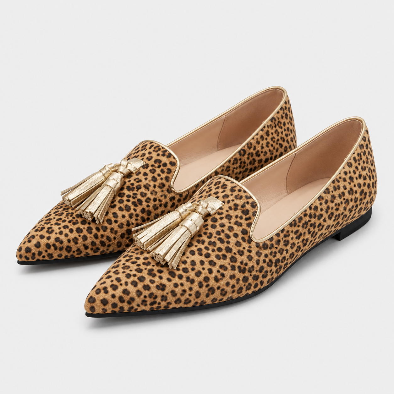 Coutivo - Ballerines Femme Motif Animal Pompons Élégance Classique Confort Quotidien