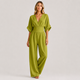 Coutivo - Combinaison Femme Fluide Col Croisé Taille Marquée Élégance Moderne Confort Léger
