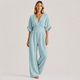 Coutivo - Combinaison Femme Fluide Col Croisé Taille Marquée Élégance Moderne Confort Léger