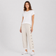 Coutivo - Pantalon Femme Rayé Boutons Latéraux Coupe Décontractée Confort Léger Style Moderne