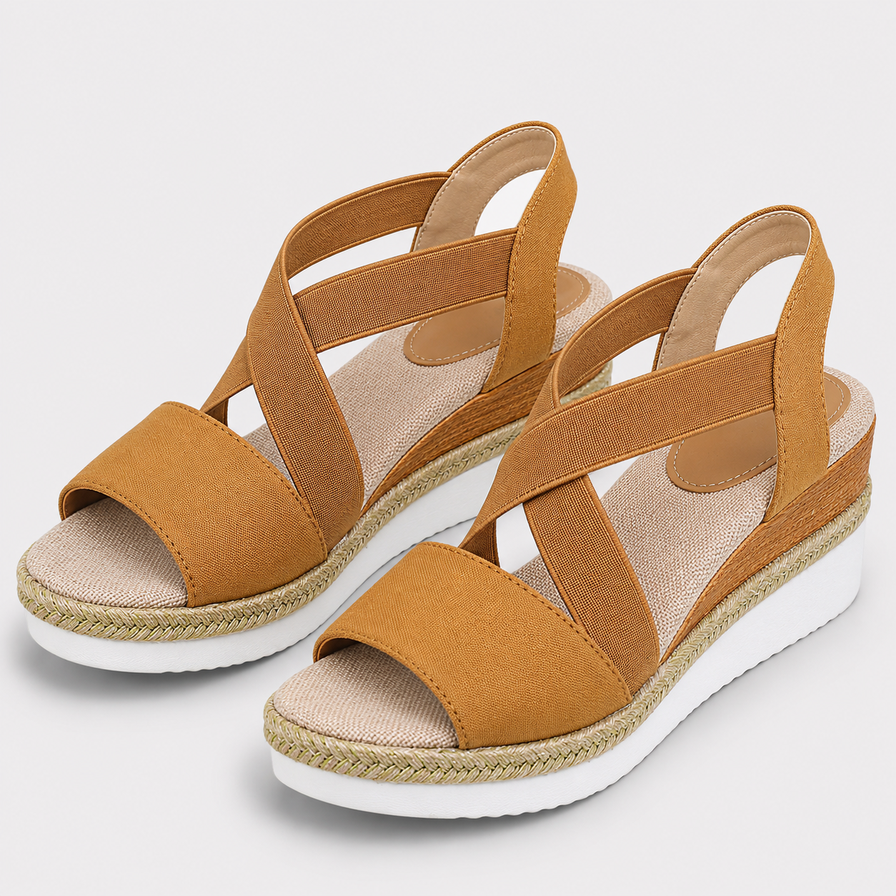 Coutivo - Sandales Femme Compensées Brides Élastiques Confort Léger Style Moderne Élégant