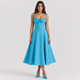 Coutivo - Robe Femme Midi Bretelles Fines Coupe Évasée Élégance Classique Confort Raffiné