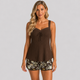 Coutivo - Maillot de Bain Femme Deux Pièces Débardeur Côtelé Short Fleuri Confort Élégant